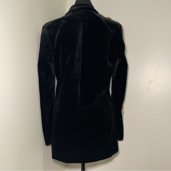 Nadine Merabi- Davina Black Blazer Satin Velvet Embellished Size 6 Evening - Picture 12 of 16